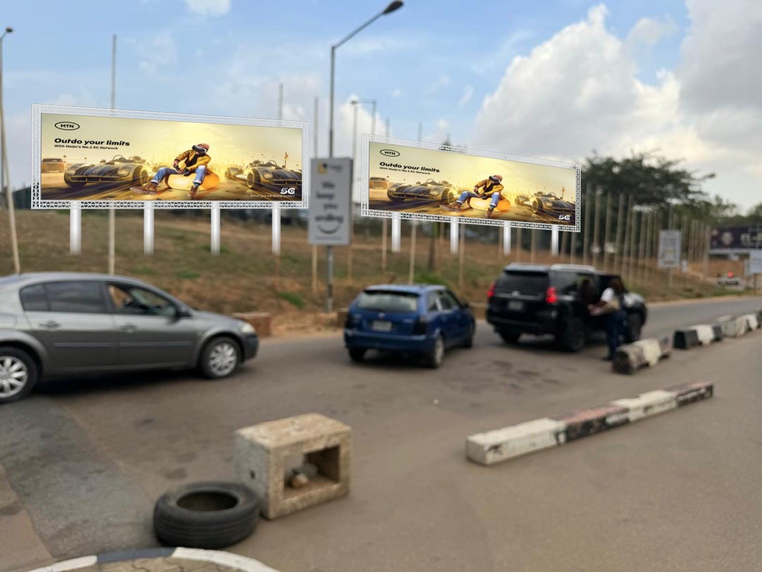 ABV-024 · Airport Billboard — Exit Of Domestic Airport Car Park (Opposite Car Park LED) 2, Abuja Airport advertising face and surrounding environment