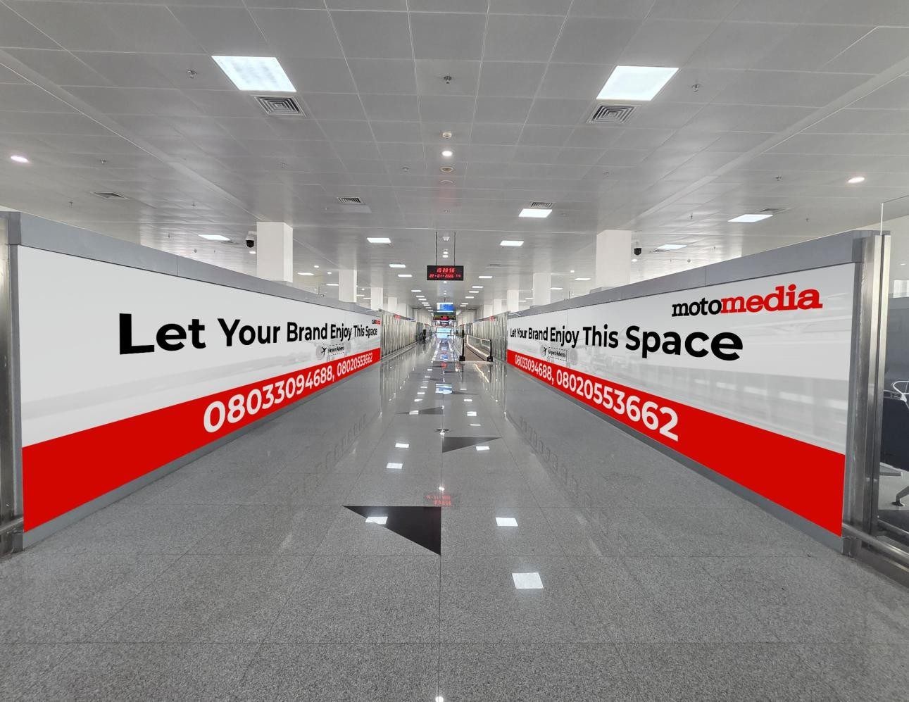 ABV-072 · Airport Lightbox — Nnamdi Azikiwe International Airport, Arrival Walkway advertising face and surrounding environment