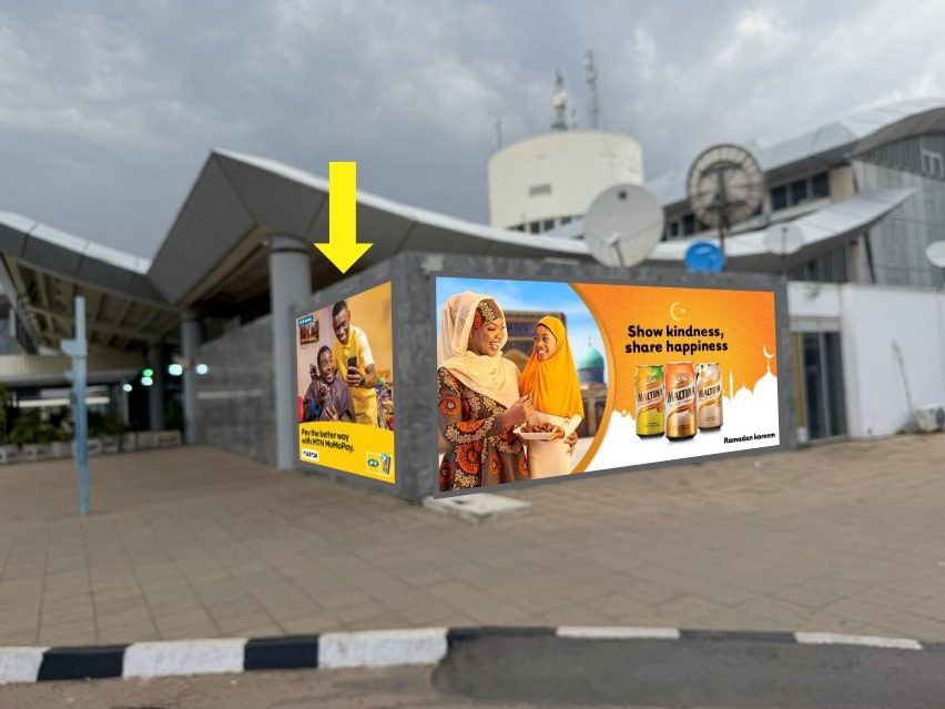 ABV-019 · Static Billboard, Nnamdi Azikiwe International Airport — Terminal B Carpark Exit advertising face and surrounding environment