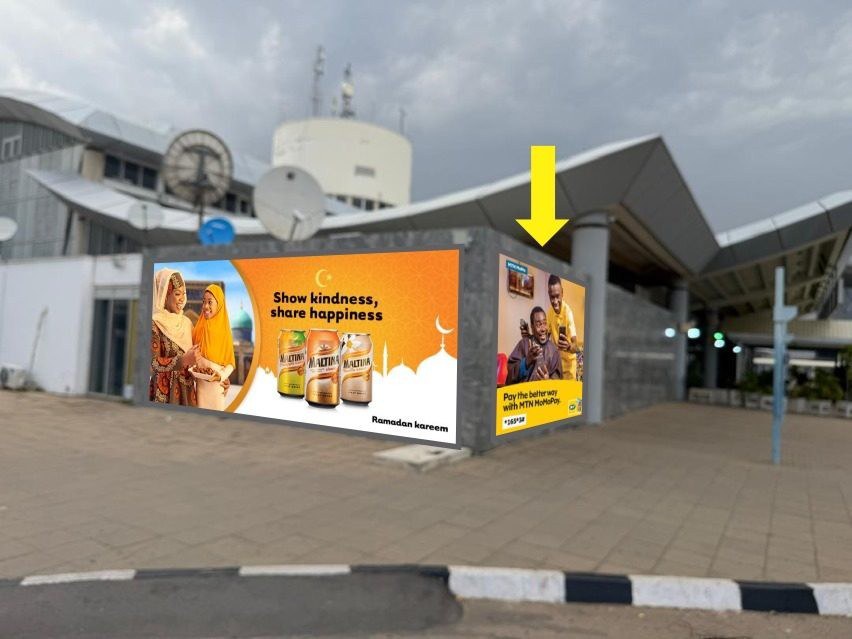 ABV-020 · Static Billboard, Nnamdi Azikiwe International Airport — Terminal D Carpark Exit advertising face and surrounding environment
