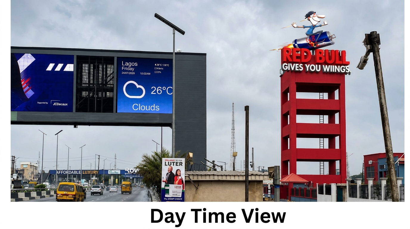 Oworo Tower – Oworonshoki FTF Third Mainland Bridge advertising face and surrounding environment