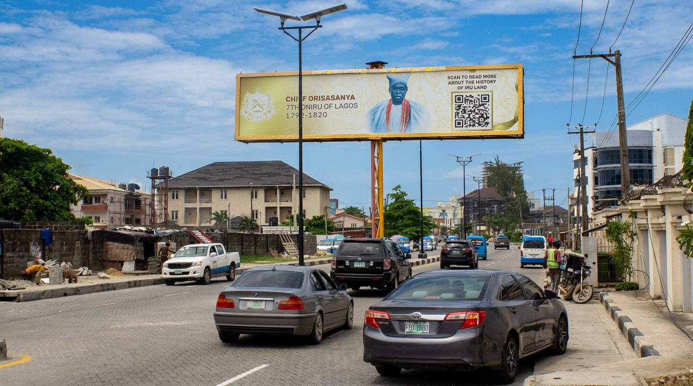 7th Oniru gantry – Chief Yesufu by Willems Court advertising face and surrounding environment