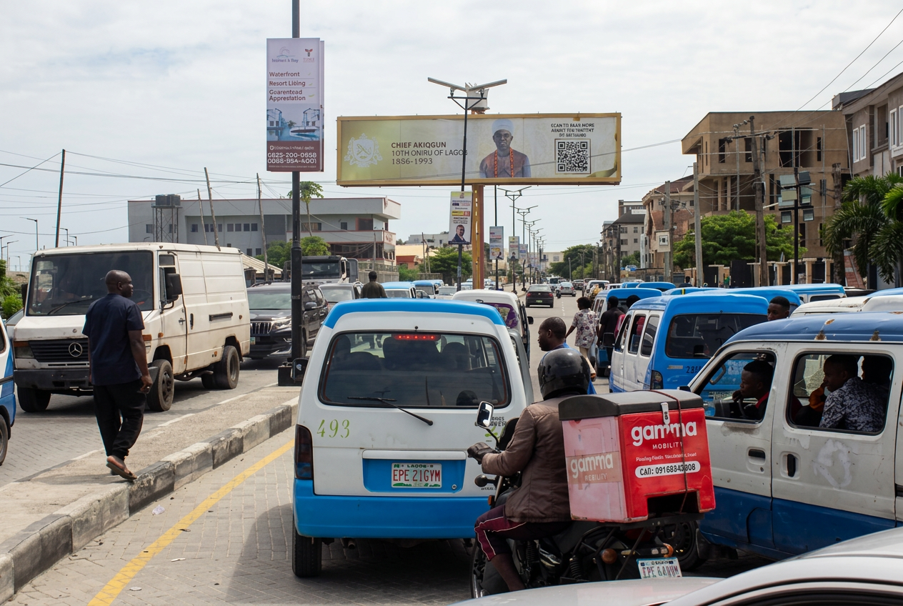 10th Oniru gantry – Chief Yesufu opp. Rainoil advertising face and surrounding environment