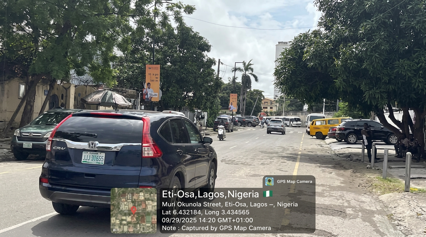 Lamp poles – Muri Okunola Street, VI advertising face and surrounding environment