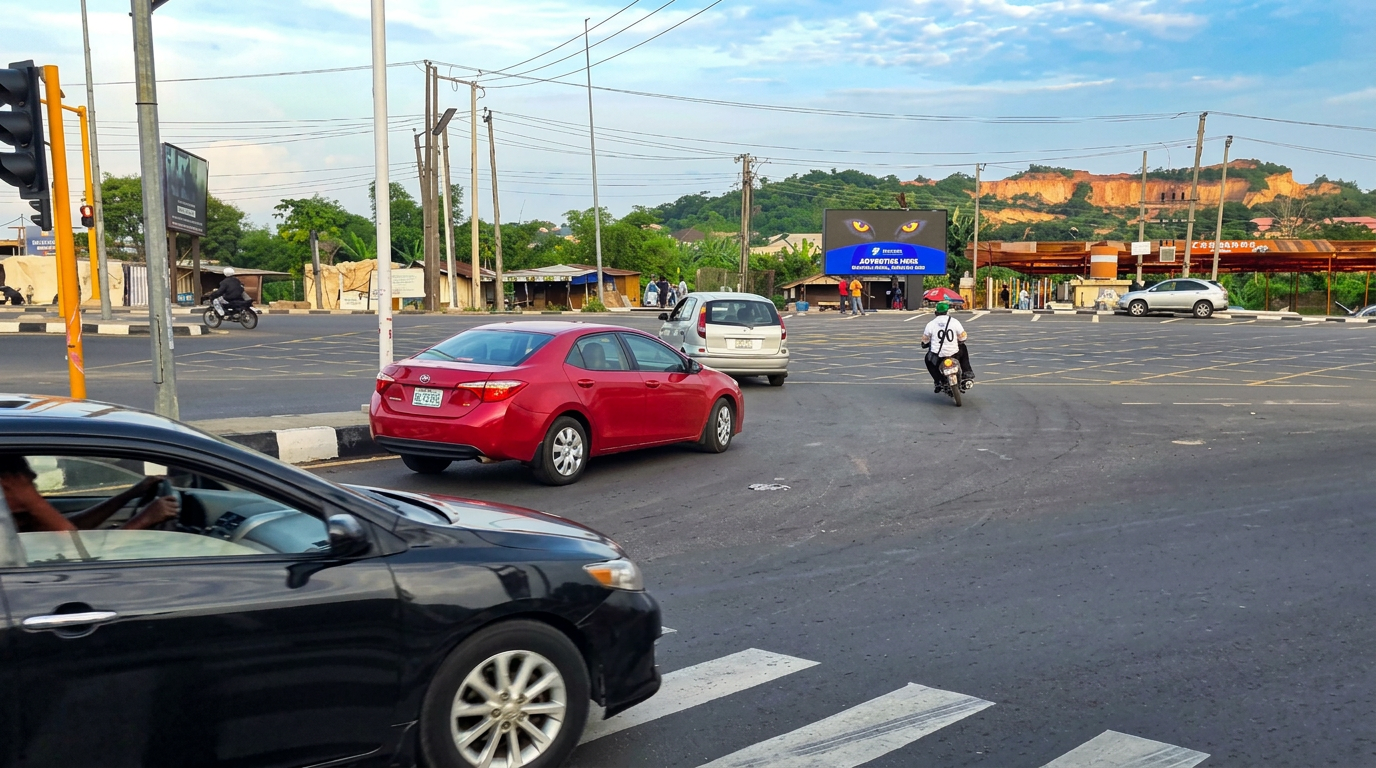 Akure LED – Fiwasaye intersection advertising face and surrounding environment